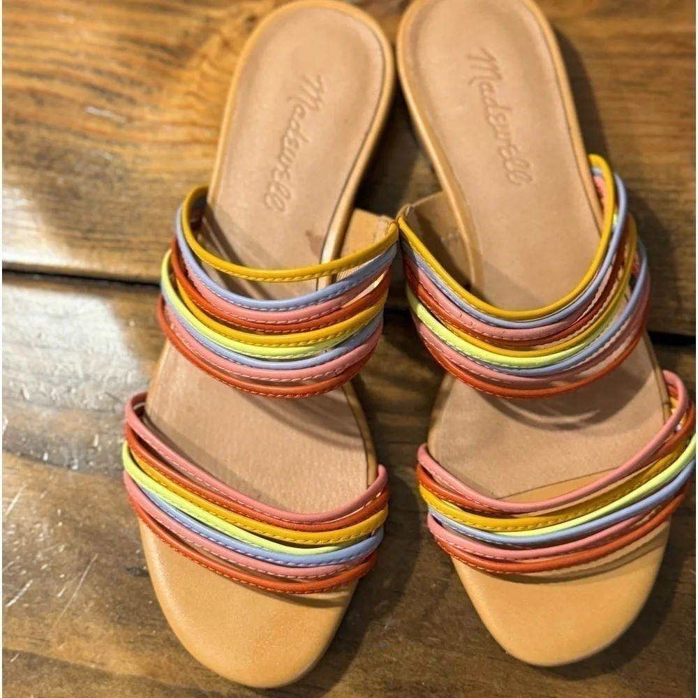 Madewell The Meg Slide Sandal in Rainbow Leather 5.5